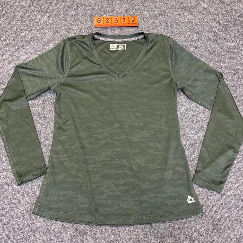 RBX Women's Green Camouflage Long Sleeve Performance Top Size M.